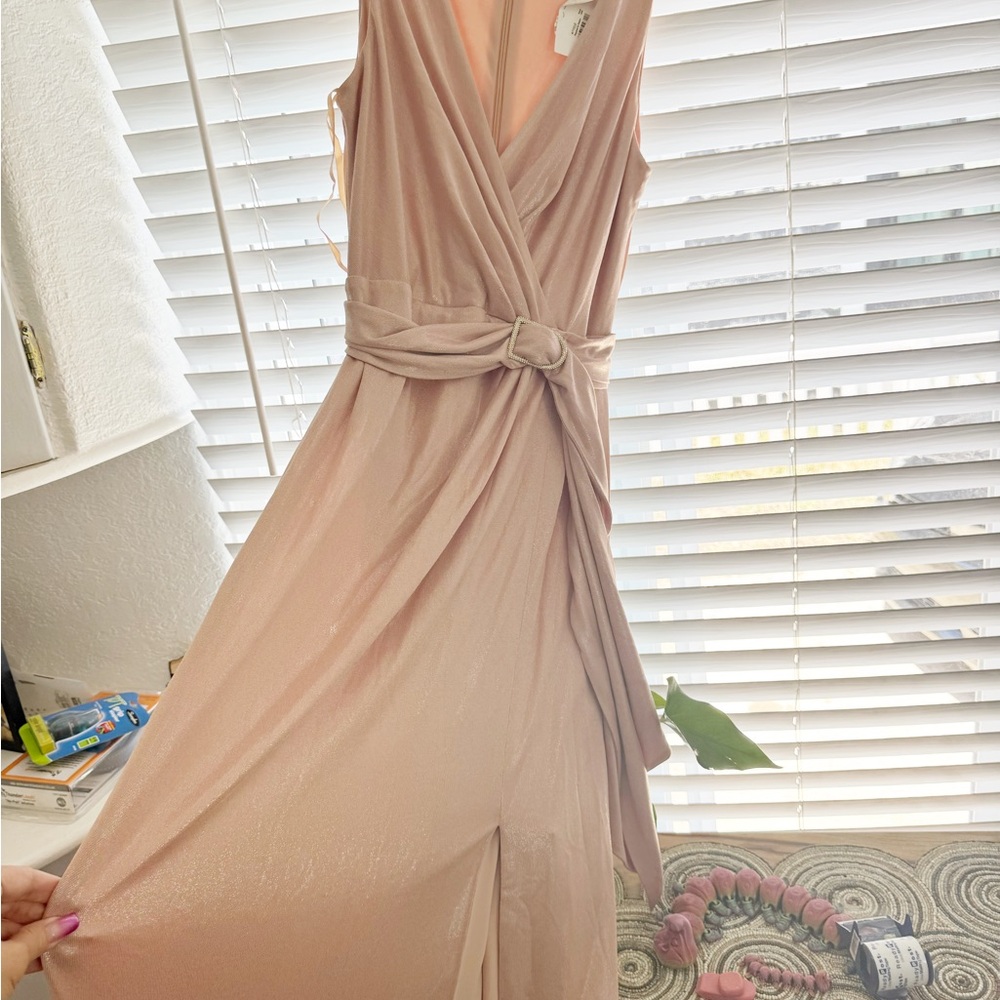 Ralph Lauren Pink Asymmetrical Wrap gown